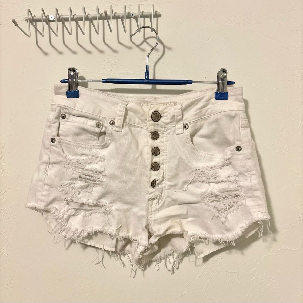 American Eagle White High Waist Festival Jean Shorts